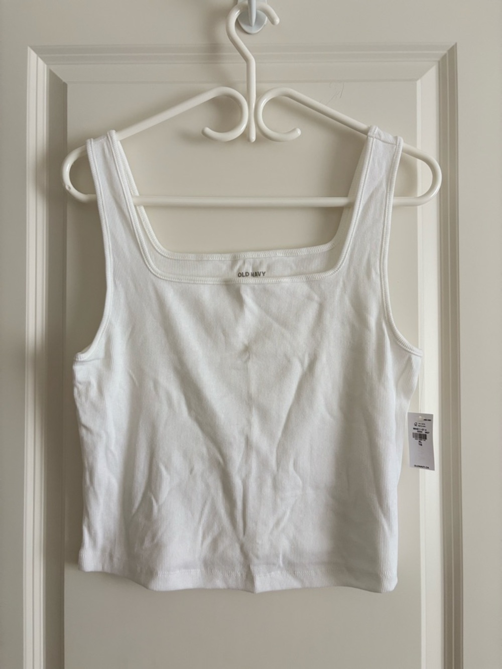 Old Navy White Square Neck Ribbed Tank